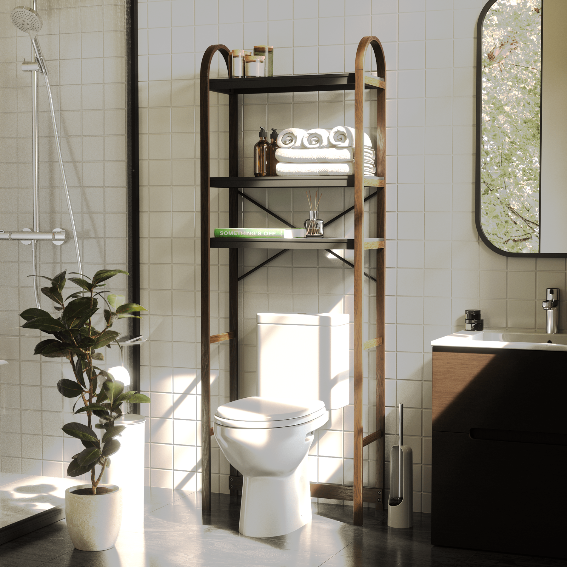 Bellwood Over the Toilet Shelf - Space Saving Bathroom Storage Organizer for Towels, Toiletries & Decor - Perfect for Small Bathrooms & Powder Rooms