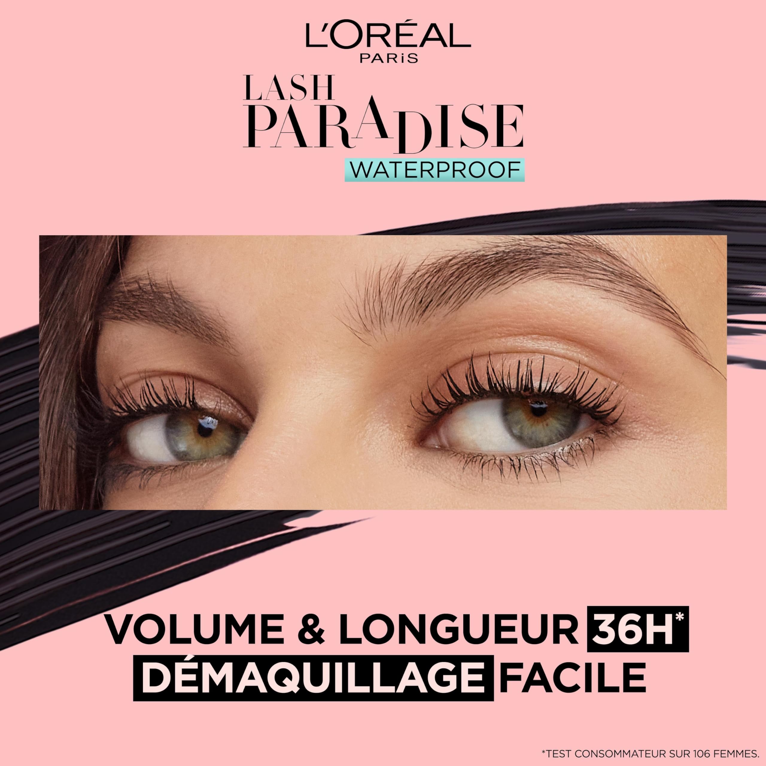 L'Oréal Paris Voluminous Lash Paradise Waterproof Mascara - 01 Black, 6.7ml | Lengthening & Volumizing for Dramatic Lashes | Perfect for Daytime Wear, Night Out & Special Occasions