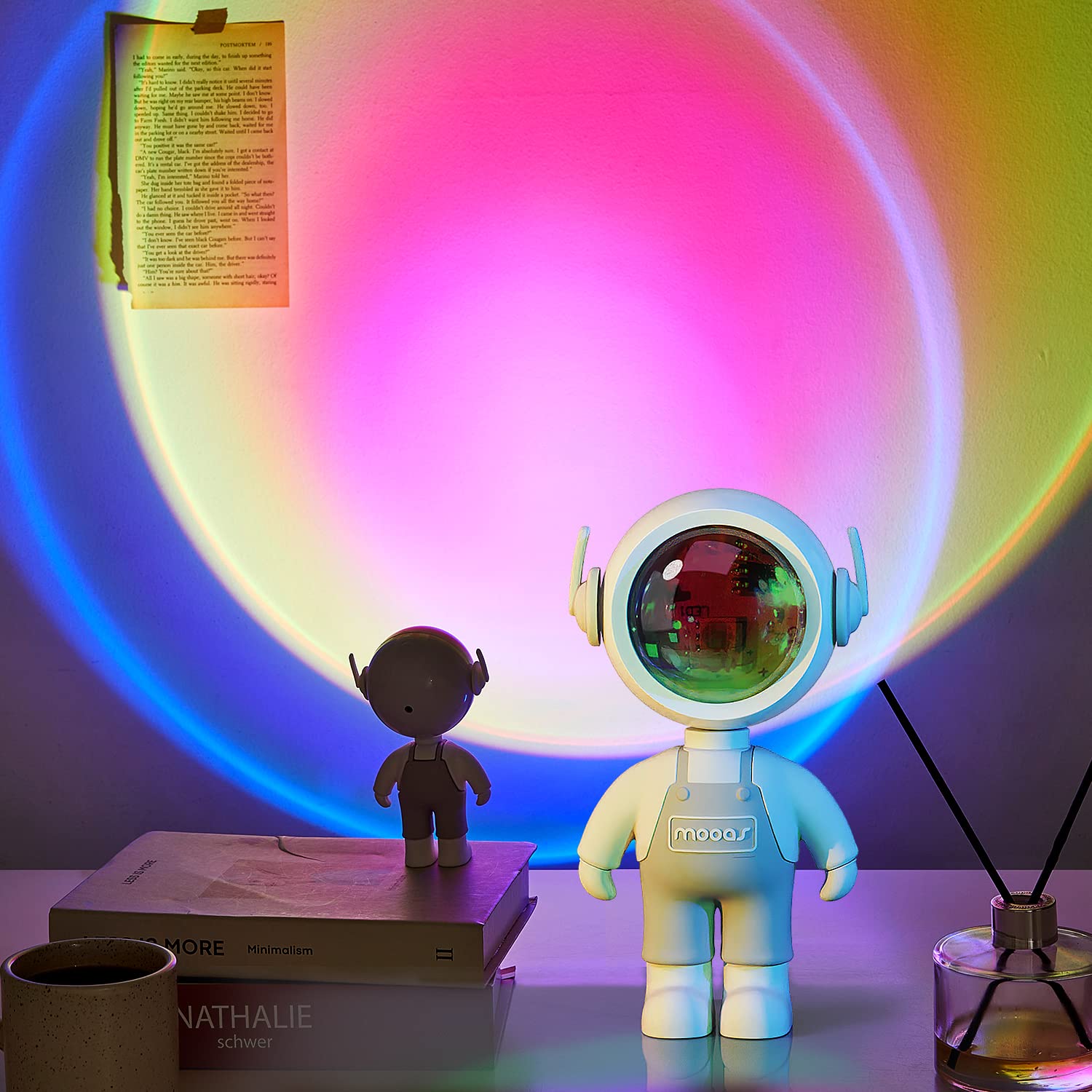 Mooas Sunset LED Night Light (Astronaut) - 7 Color Changing Night Light with 360° Rotation & Touch Control, Astronaut Projector Lamp for Kids Bedroom, Nursery, Party Decor, Camping | Perfect for Relaxation, Sleep Aid & Home Decoration