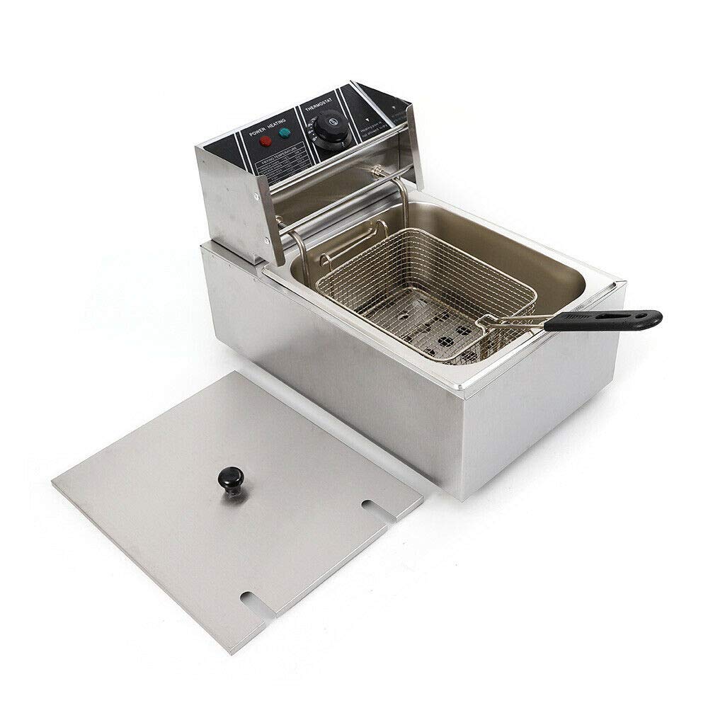 Commercial Deep Fryer 6L 1700W Stainless Steel Electric Countertop Fryer - Perfect for Restaurants, Food Trucks & Home Kitchen Use