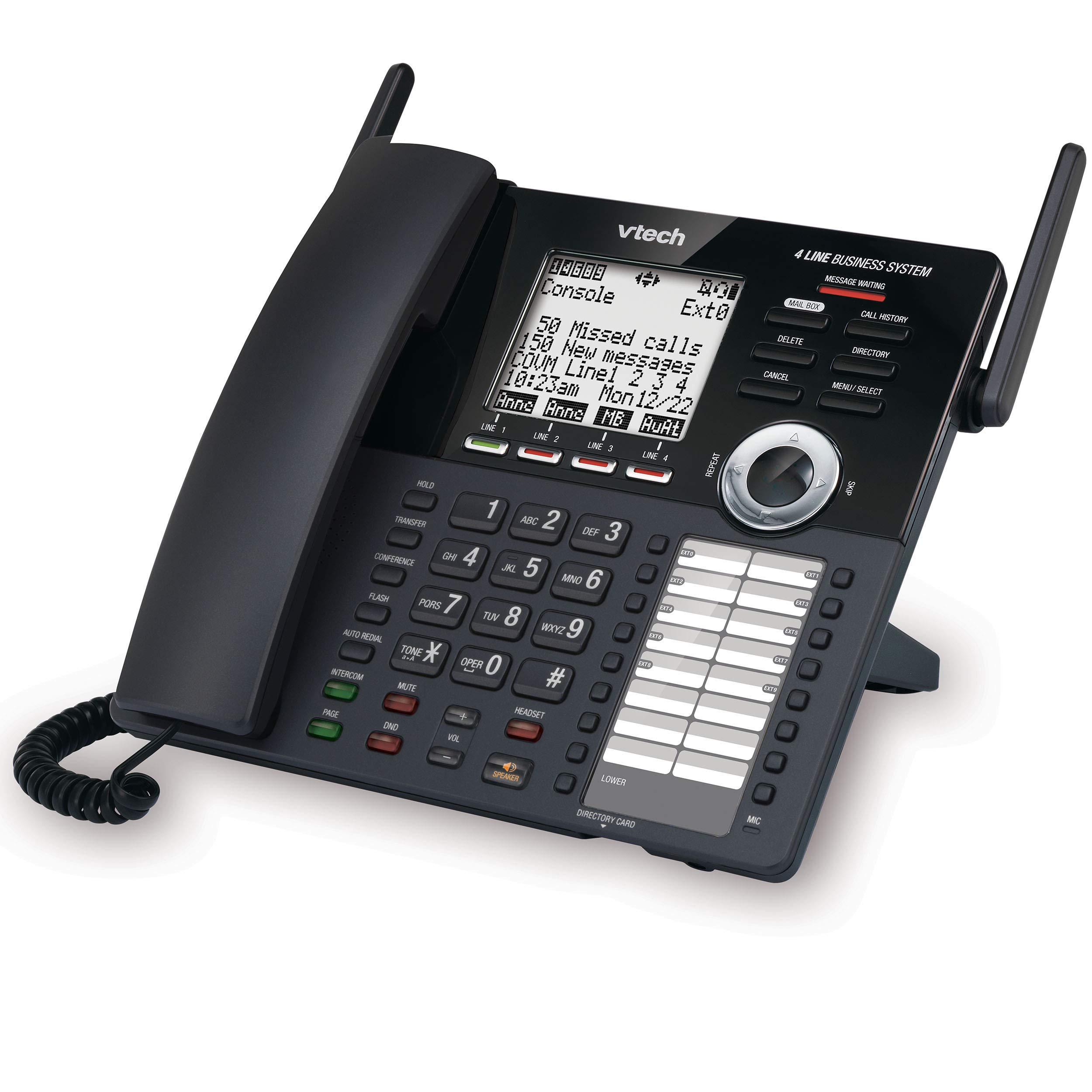 VTech AM18447 4-Line Expandable Business Phone System with Answering Machine, Intercom, Auto Attendant & Music on Hold - Black | Ideal for Small Offices, Call Centers & Home Businesses