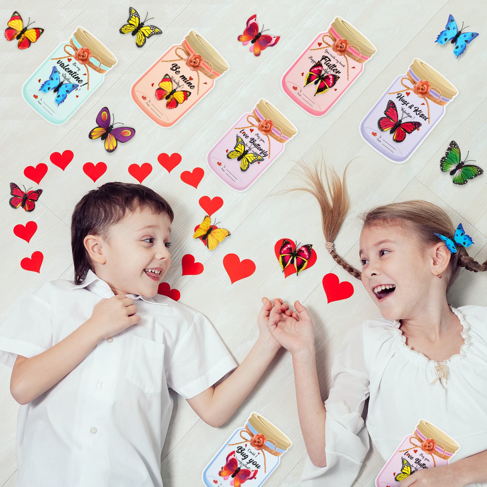 36-Piece Valentine's Day Cards for Kids with Insect Toys - Funny Classroom Exchange Cards, School Party Favors & Prizes - Perfect for Valentine's Day Gifts, Classroom Activities & Kids' Parties (Butterfly Theme)