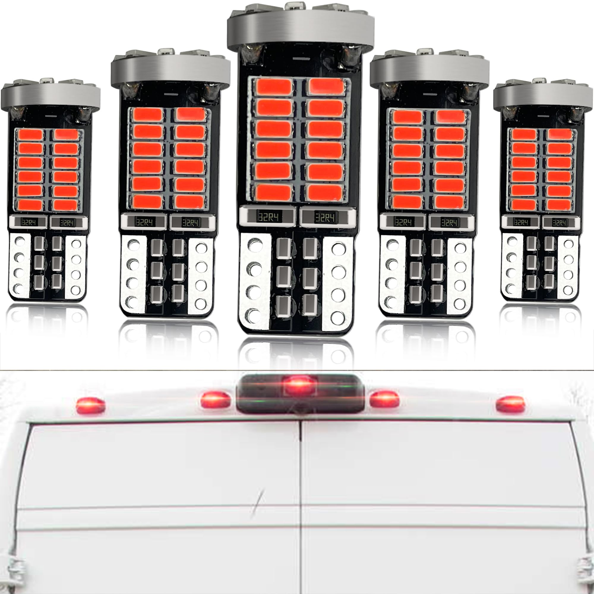 Rear LED Cab Roof Marker Lights Bulbs for RAM 2014-2024 ProMaster 1500/2500/3500 - Red Clearance Running Lamps (5pcs OEM Replacement) - Perfect for Night Driving & Enhanced Vehicle Visibility