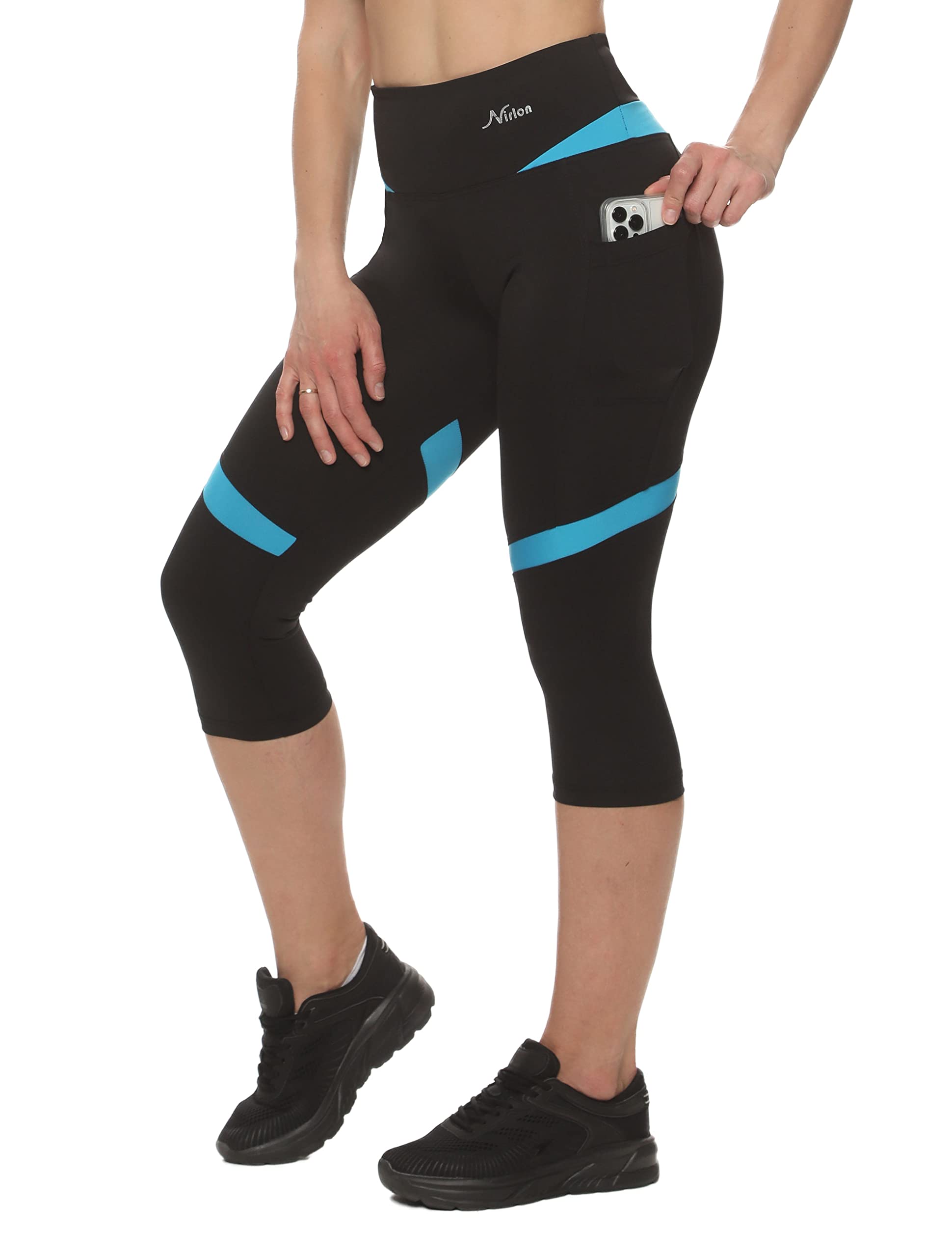 Breathable High Waisted Capri Leggings with Pockets for Women - Nirlon Workout Yoga Running Pants | Perfect for Gym, Lounge & Outdoor Activities