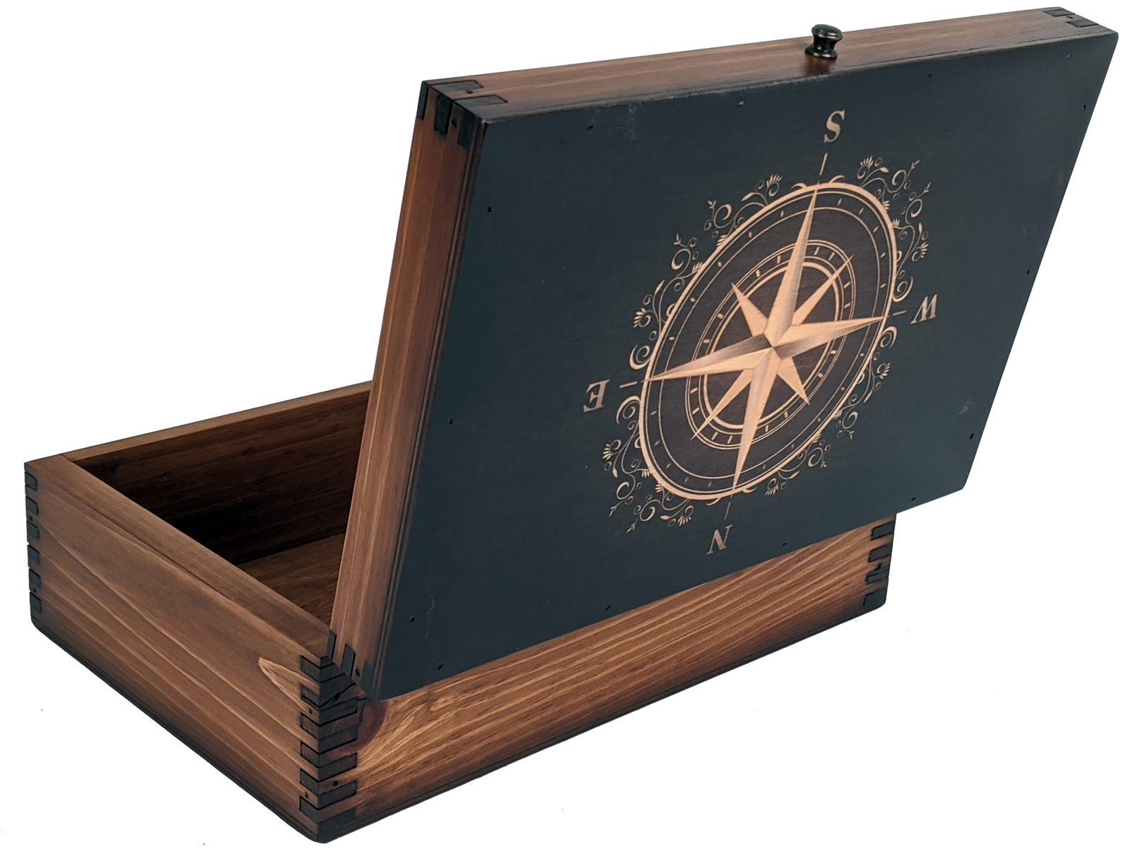 Golden Compass Rose Memory Box - Engraved Keepsake Jewelry Storage for Wedding, Anniversary & Travel Souvenirs | Perfect Gift for Loved Ones