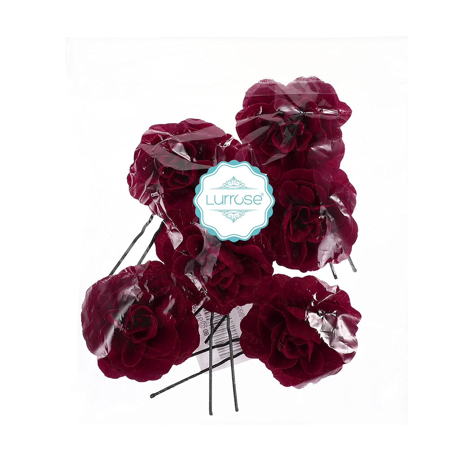 Lurrose 6pcs Red Rose U-Shaped Hair Pins - Bridal Hair Sticks for Wedding, Bridesmaid Hair Accessories, Updo Hair Clips - Perfect for Weddings, Prom, Parties & Special Occasions