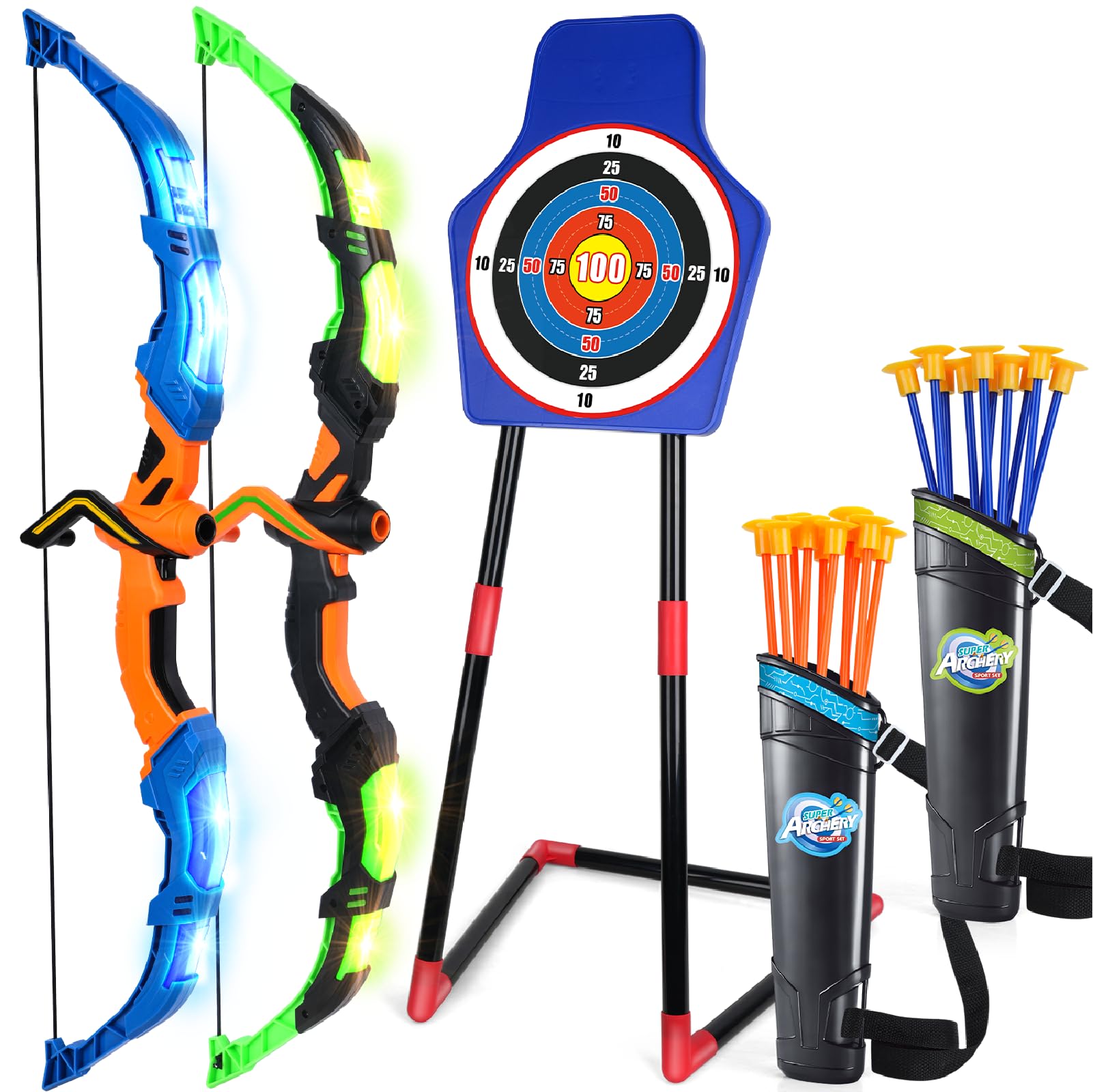 TOY Life LED Bow and Arrow Set for Kids Ages 4-12 - Outdoor Archery Game Toy with Light Up Arrows | Perfect Birthday Gift for Boys & Girls | Backyard Fun, Camping Activities & Outdoor Play