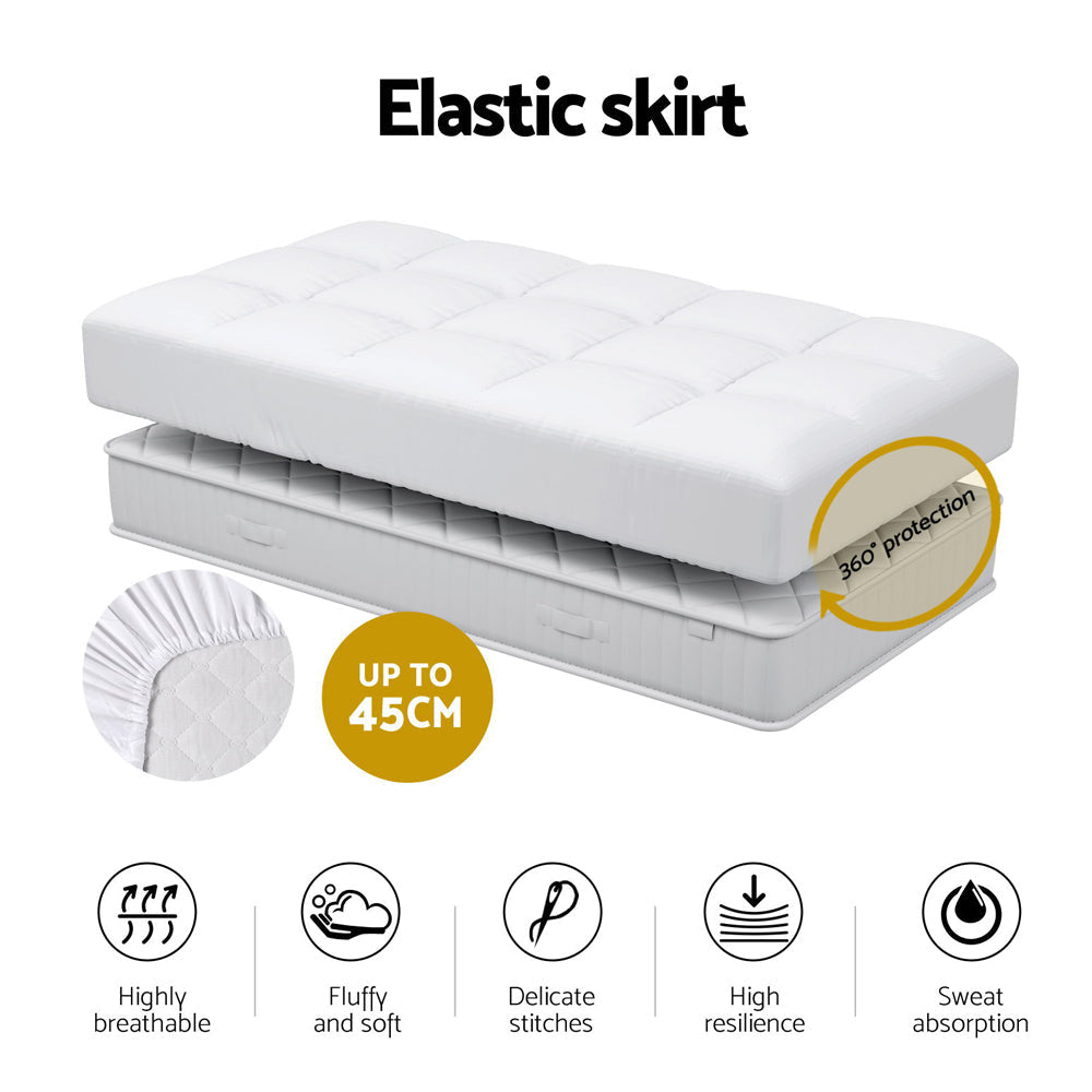 Bamboo Mattress Topper Pillowtop - Queen Size Cooling Bedding for Comfort & Support - Perfect for Hot Sleepers & Back Pain Relief