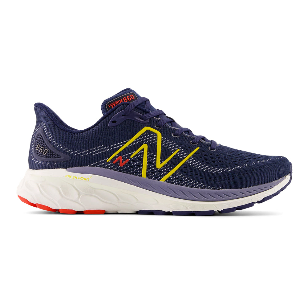 New Balance Fresh Foam X 860v13 Men's Running Shoes - Navy/Ginger Lemon/Neo Flame - Size 7 2E Wide - Stability & Cushion for Long Distance Running, Jogging & Workouts