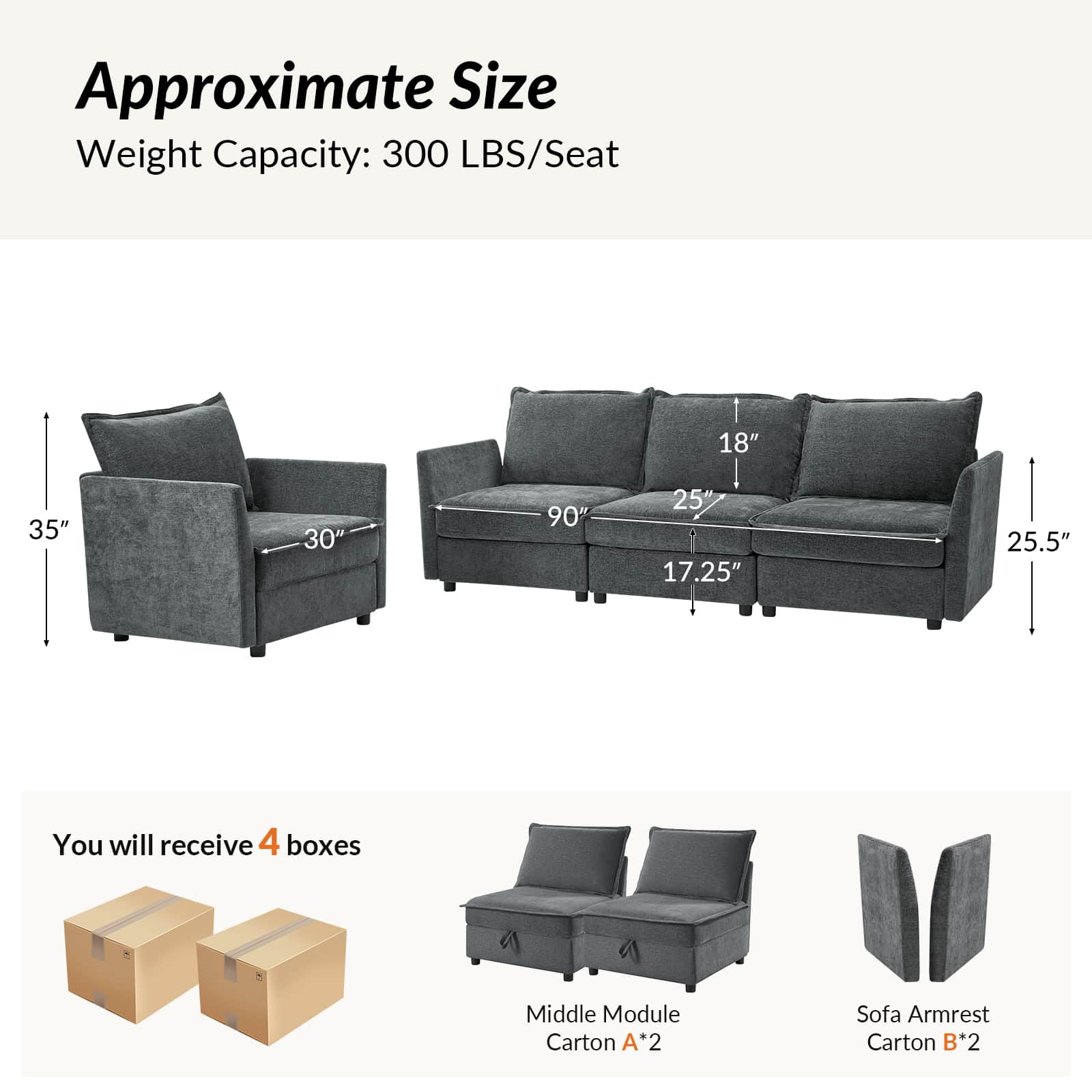 Harmetrix Oversized Soft Sectional Couch with Storage | Modern L-Shaped Sofa Bed with Hidden Compartment | Perfect for Living Room, Family Room & Small Spaces