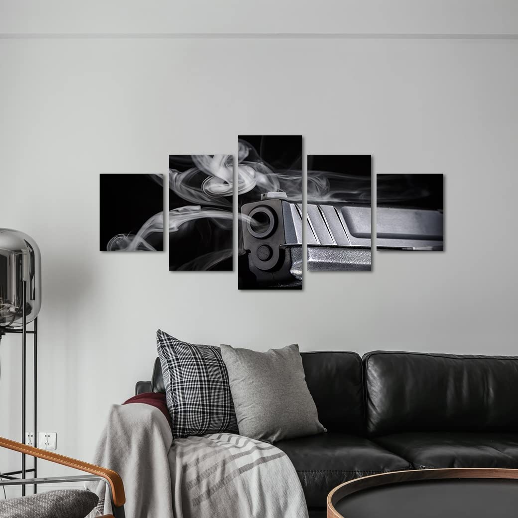 Yatsen Bridge Canvas Wall Art Set - Framed Gun Posters Painting for Living Room & Bedroom Decor - Ready to Hang Gun Artwork Gift for Men, Husband, Boyfriend - 50''W x 24''H - Perfect for Man Cave, Office & Home Theater Decor