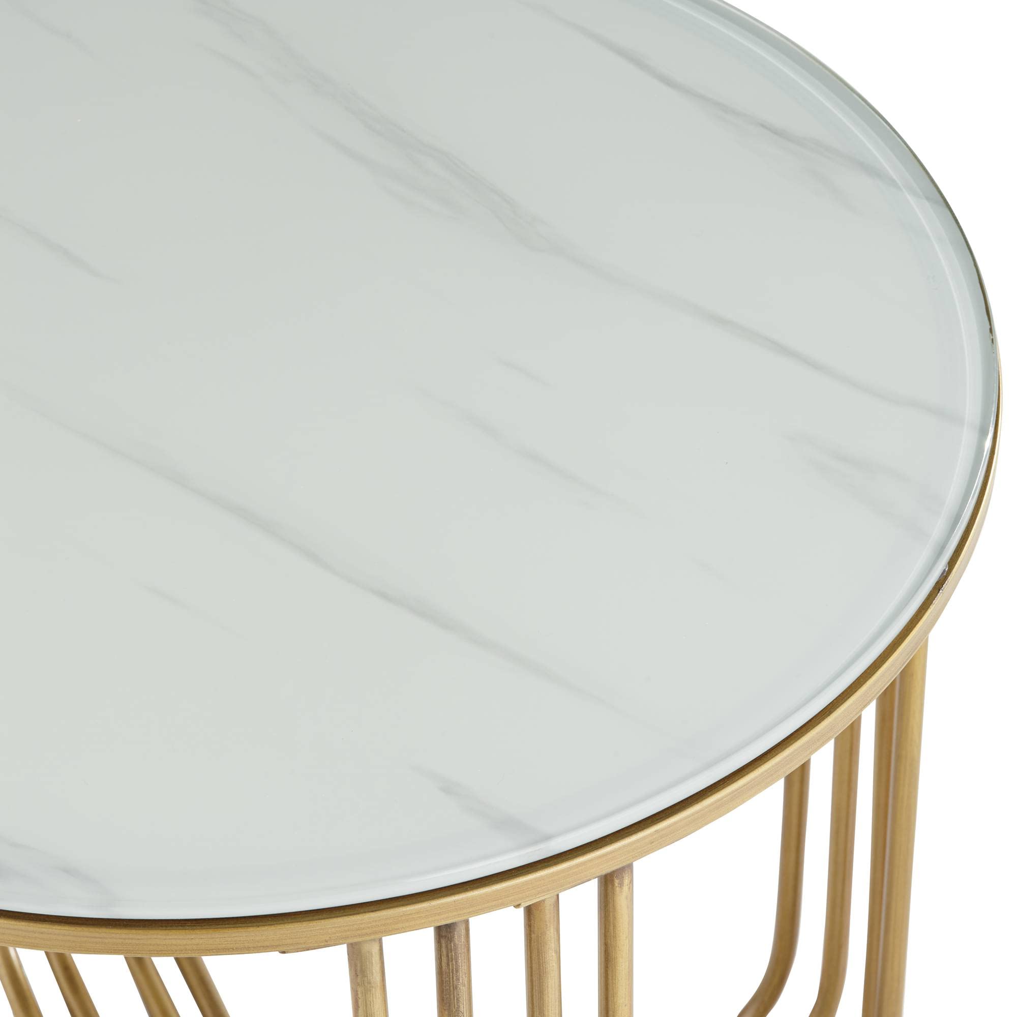 Studio 55D Yuri Modern Luxury Bronze Metal Round Accent Side Table - 24