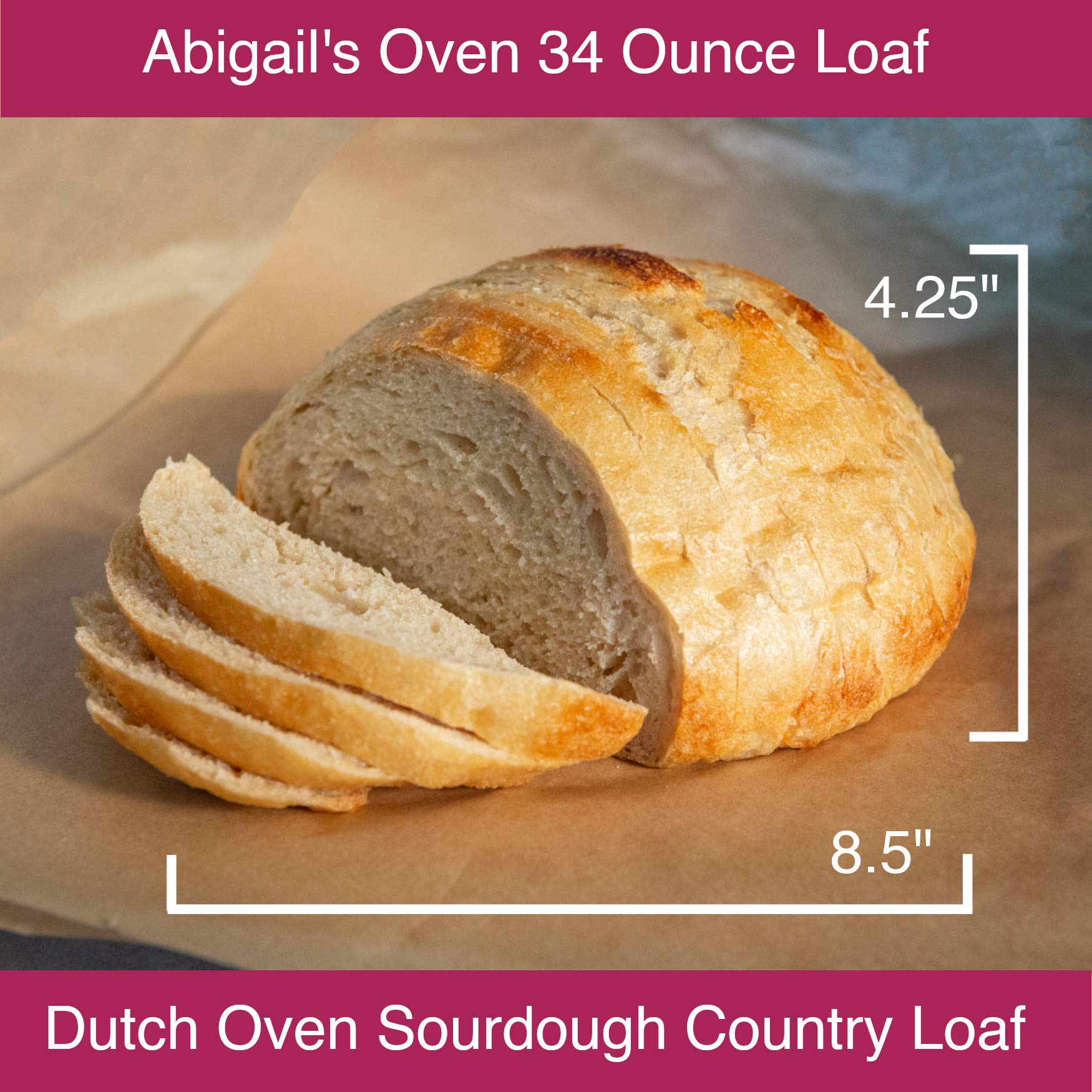 Fresh Sourdough Bread - Authentic San Francisco Bakery Style Dutch Oven Country Loaf - Handmade Artisan Round Bread with 3 Simple Ingredients - Pre-Sliced (4 Pack) | Perfect for Sandwiches, Toast & Charcuterie Boards
