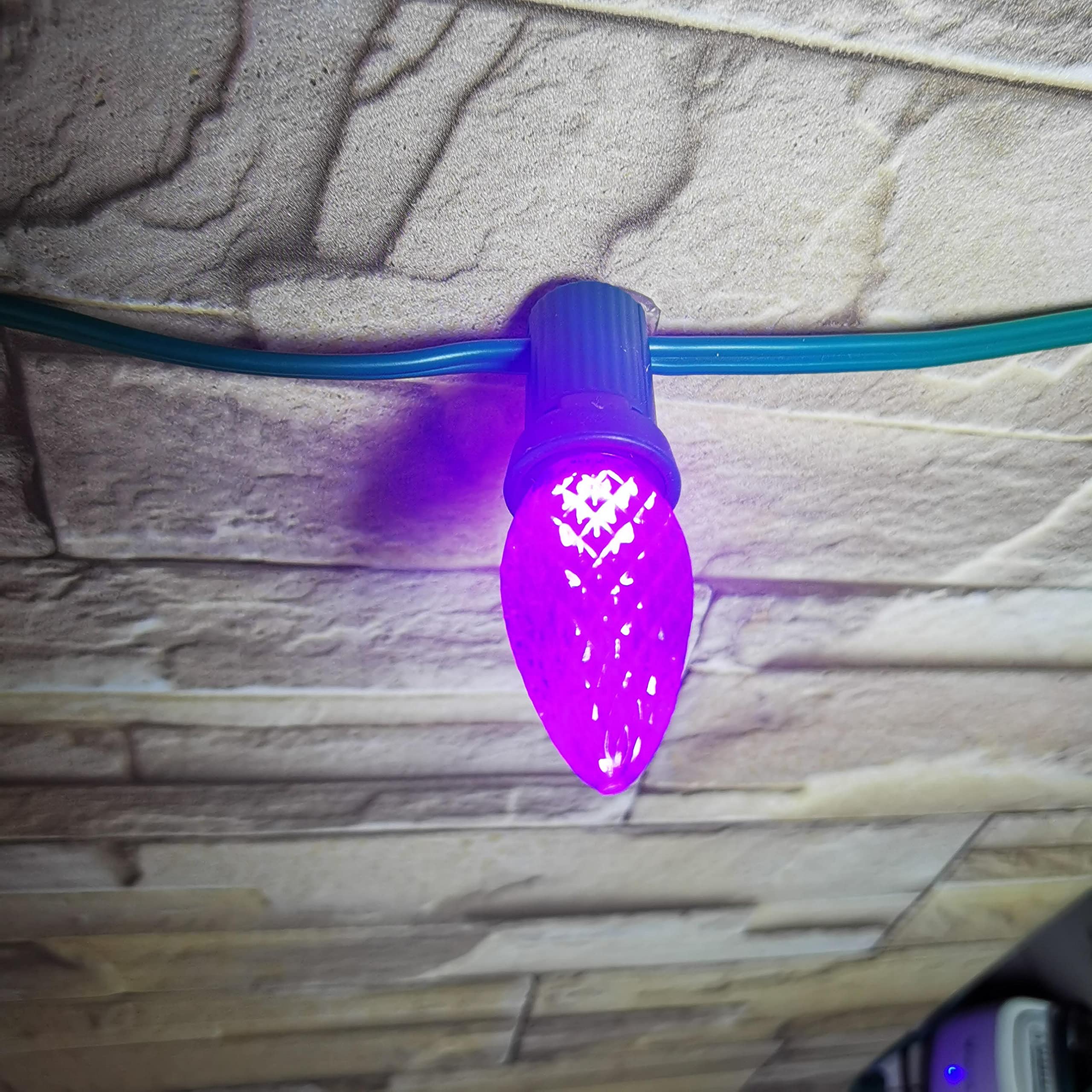 C7 LED Christmas Lights Replacement Bulbs - 25 Pack, 120V UL Commercial Grade, Faceted Dimmable E12 Socket LED Bulbs for Indoor & Outdoor Holiday Decor (Purple) - Perfect for Christmas Trees, Wreaths, and Home Holiday Lighting