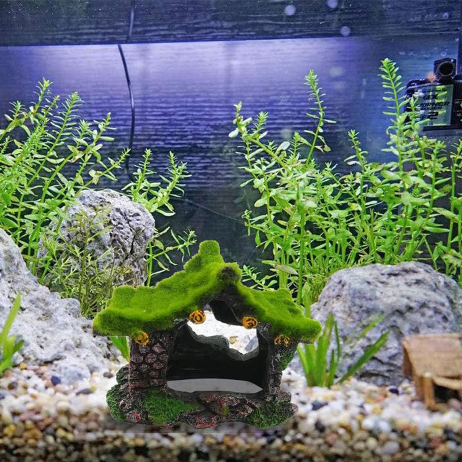 Betta Fish Hideout Cave - 2Pcs Resin Aquarium Decorations with Hollow Design for Shrimp, Moss & Small Fish - Perfect for Betta Tanks, Terrariums & Aquatic Habitats