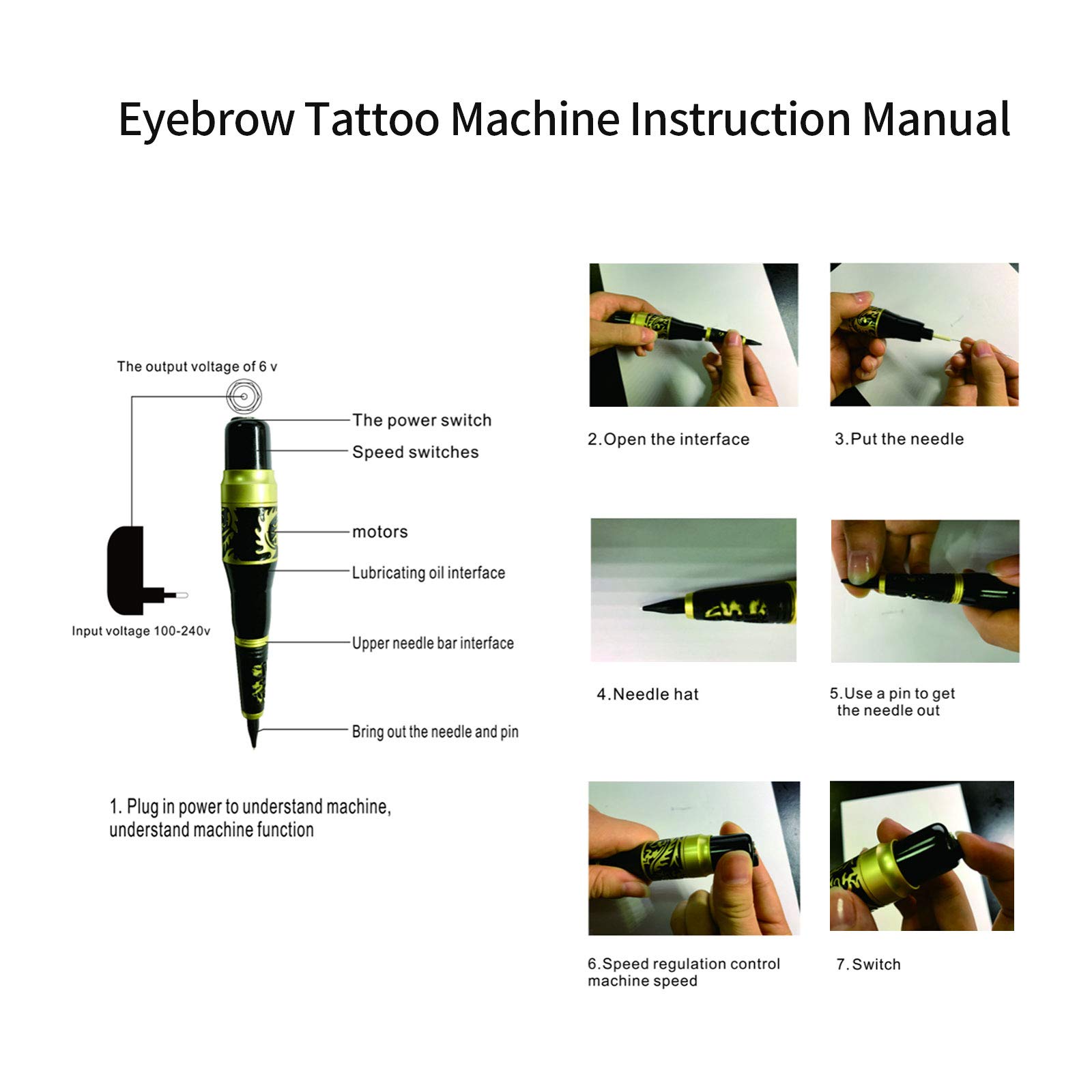 VideoPUP Tattoo Pen Makeup Kit - Professional Eyebrow Tattoo Pen & Cosmetic Machine with 50 Needles & 50 Tips (K04) | Perfect for Permanent Makeup, Microblading & Beauty Salon Use