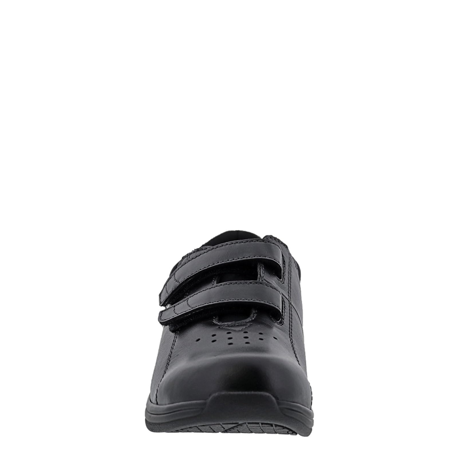 Drew Lotus Women's Velcro Double Strap Comfortable Casual Shoes - Black Calf Leather Slip-On Flats for Walking, Work & Everyday Wear