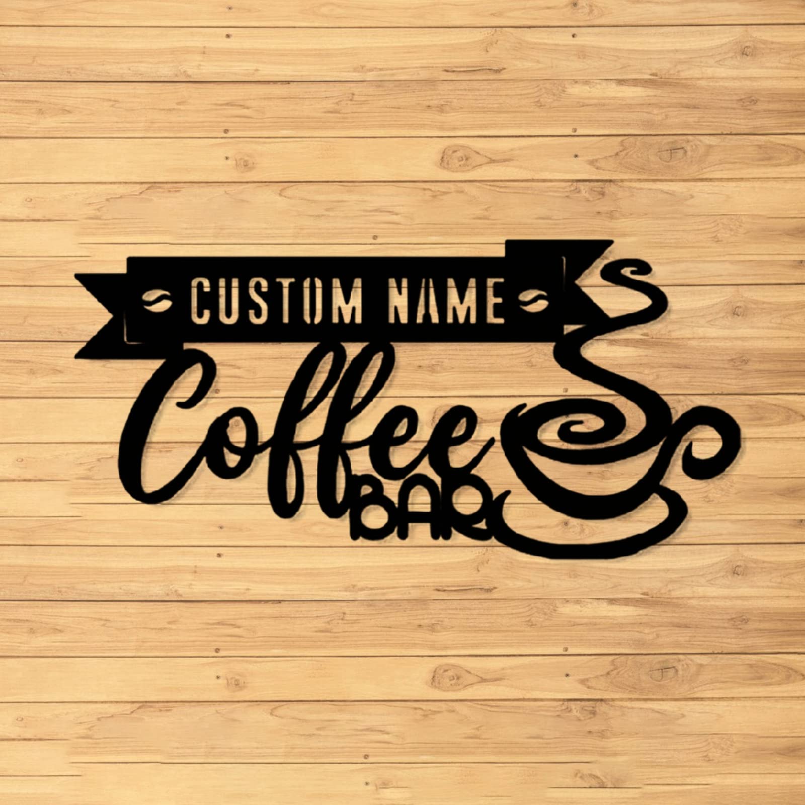 Custom Coffee Bar Sign - Personalized Metal Wall Art for Coffee Lovers - Engraved Last Name Sign - Perfect for Home Cafe Decor & Coffee Shop Wall Art