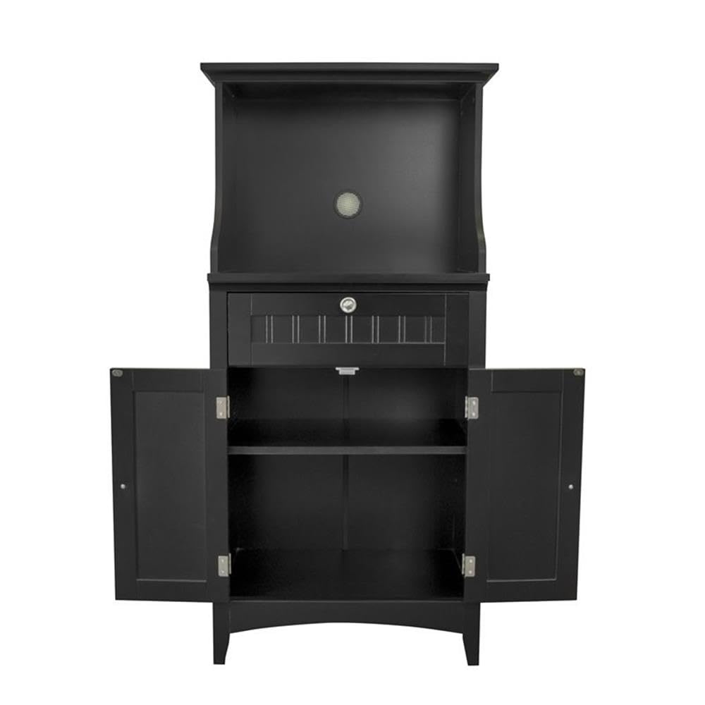 Black Microwave & Coffee Maker Utility Cabinet with Drawer - Compact Storage Solution for Home & Office - Perfect for Small Spaces, Kitchens, Break Rooms & Dorm Rooms