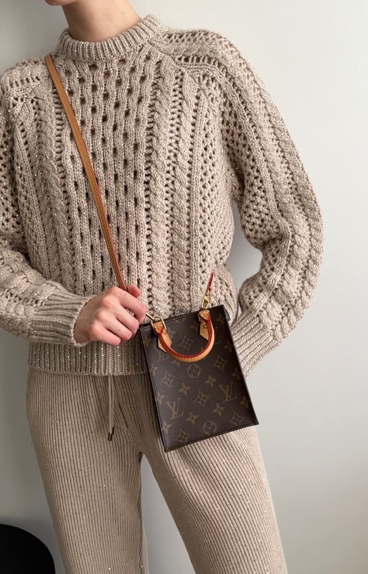Brunello Cucinelli Beige Open Knit Cashmere Sequin Sweater for Women - Size S (4/6) | Luxury Cashmere Pullover with Sequins | Perfect for Fall & Winter Outfits, Office Wear & Special Occasions