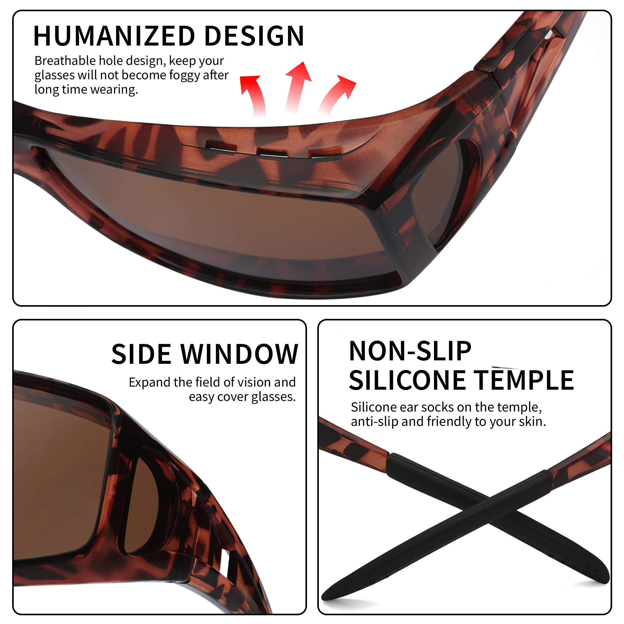 Polarized Sunglasses for Men & Women - Fit Over Prescription Glasses, UV400 Protection Wrap Around Sunglasses for Driving, Outdoor Sports & Daily Use