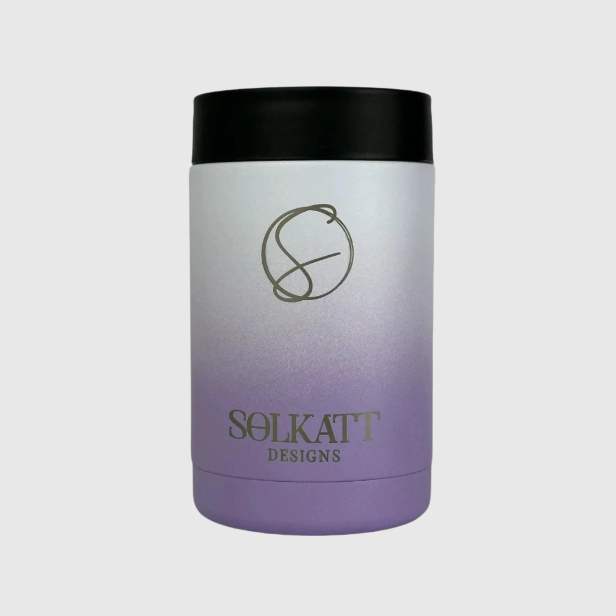 Lavender Lilac Stubby Cooler - Ombre Style Insulated Stainless Steel Beer Can Holder for Outdoor Picnics, BBQs & Beach Parties