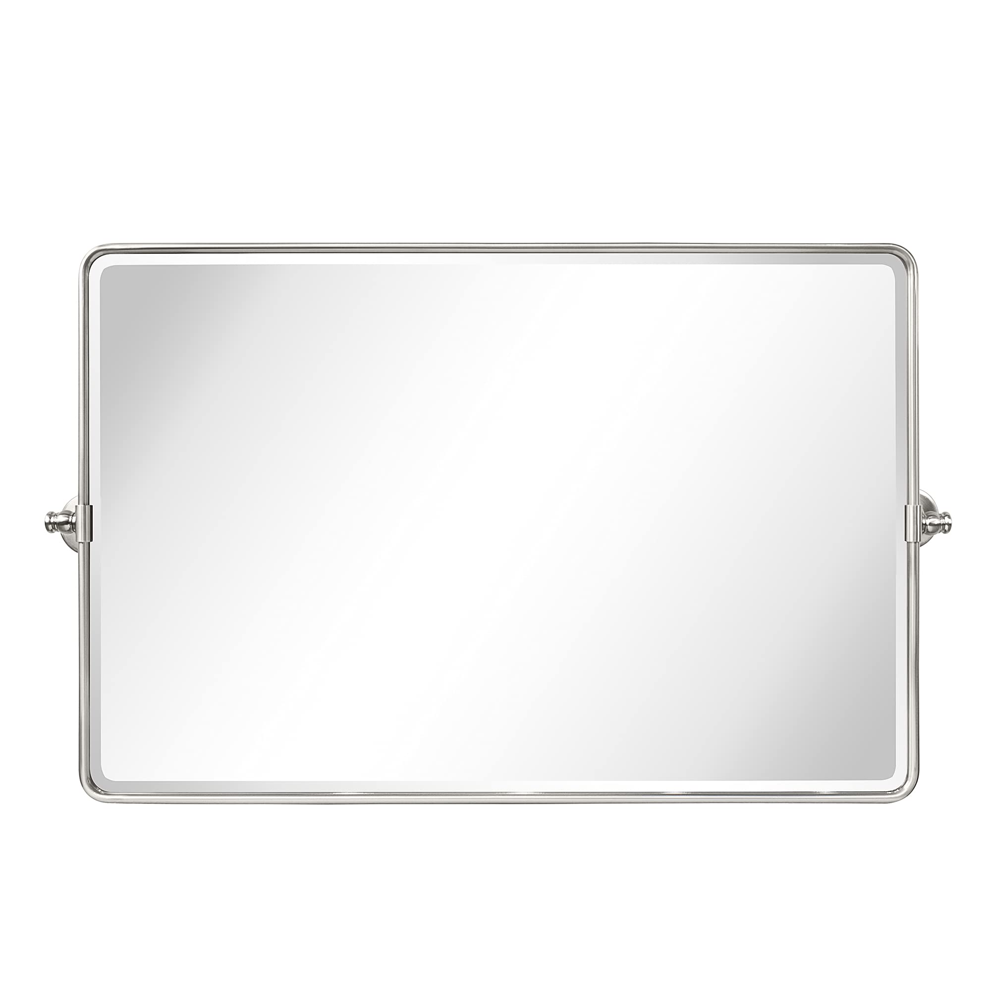 TEHOME 24 x 38 Inch Brushed Nickel Horizontal Farmhouse Pivot Rectangle Bathroom Mirror - Beveled Edge, Wall Mounted, Tilting Vanity Mirror for Bathroom, Bedroom & Dressing Room Decor