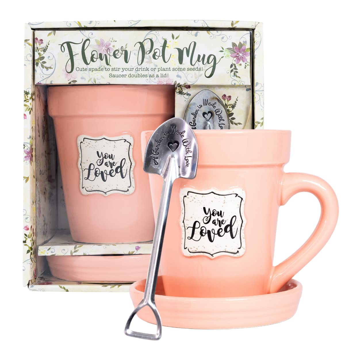Divinity Boutique Peach Blossom Ceramic Flower Pot Mug - Perfect for Coffee, Tea & Home Decor - Ideal Gift for Mother's Day, Valentine's Day & Housewarming