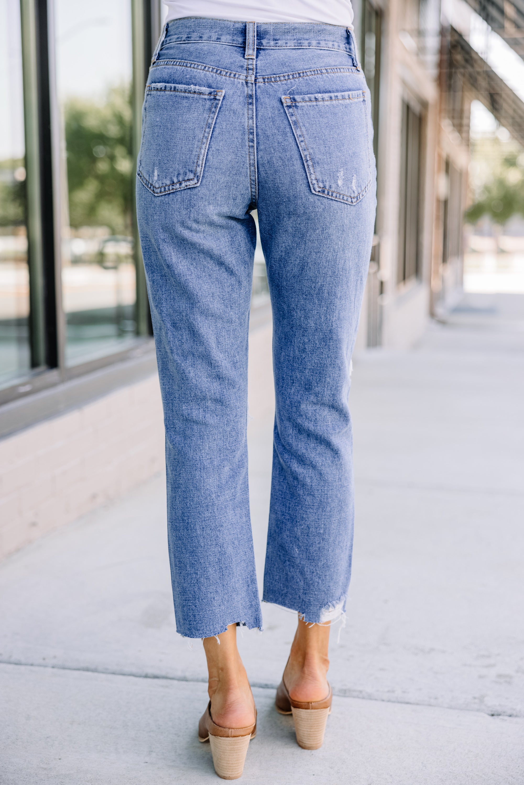 **Stylish Medium Wash Distressed Jeans for Women - Vintage Love Collection - Perfect for Casual Outfits & Date Nights**