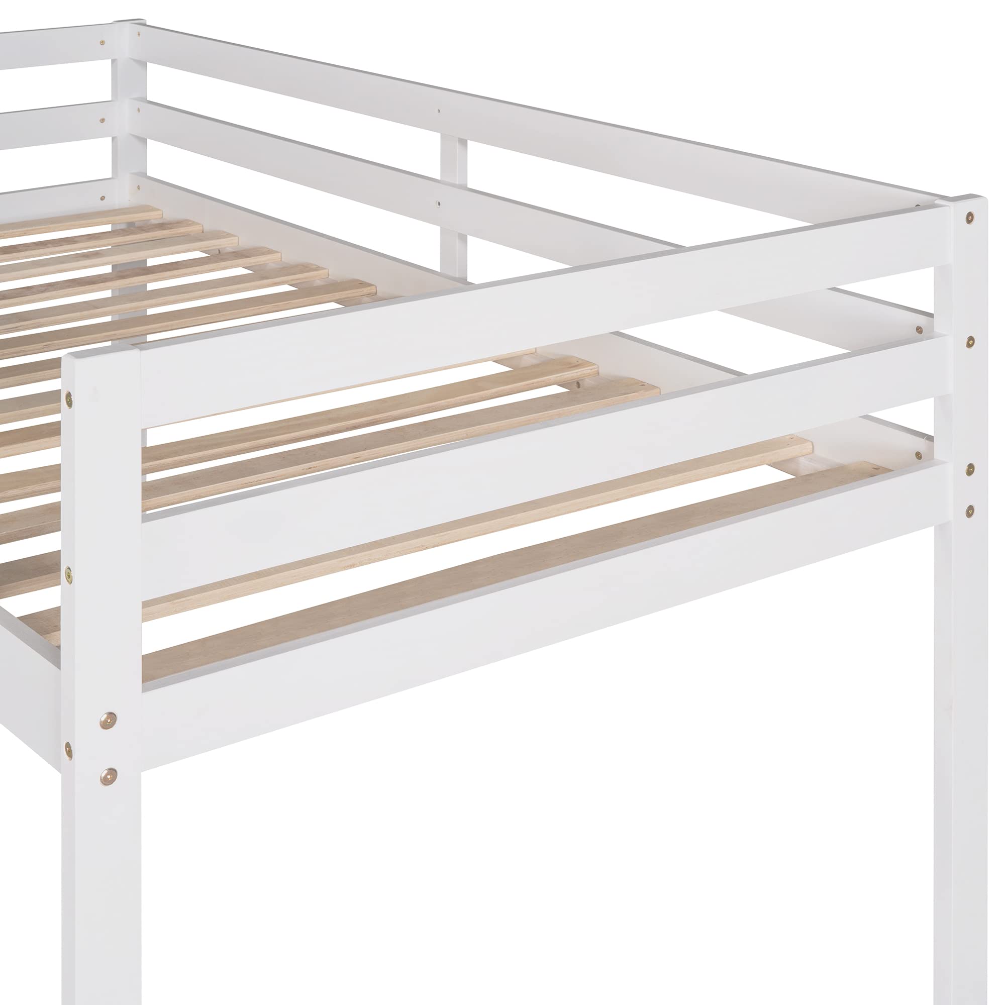 LZ LEISURE ZONE Twin Loft Bed with Slide - Sturdy Wooden Low Loft Bed Frame for Kids, Teens, Boys & Girls - No Box Spring Needed - White - Perfect for Small Bedrooms, Playrooms & Dorm Rooms