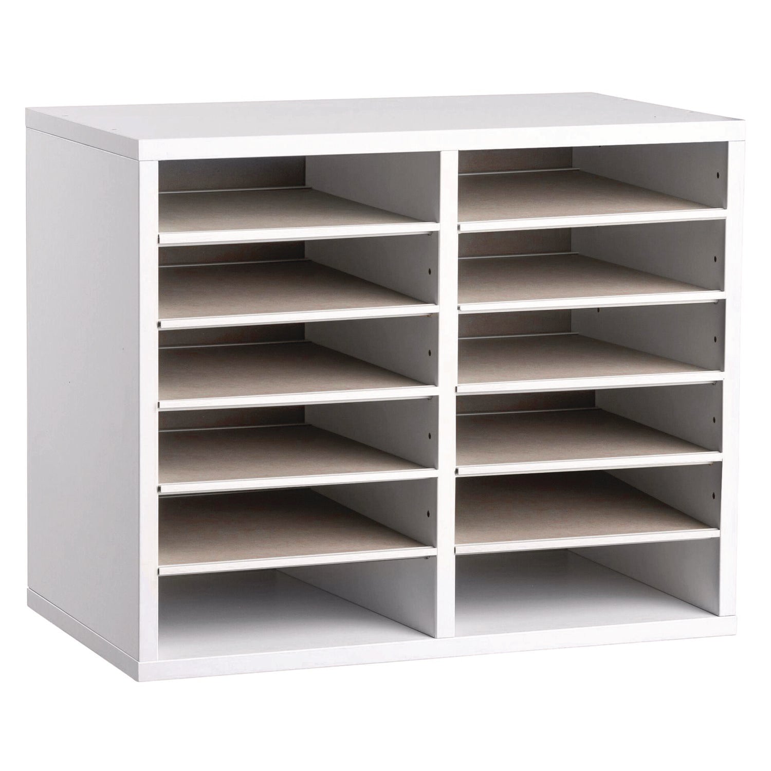 AdirOffice Wooden Adjustable 12-Section Letter Size Literature Organizer - 20 x 11.8 x 16.3 Inches, White - Perfect for Office, Home, or Classroom Document Storage & Organization