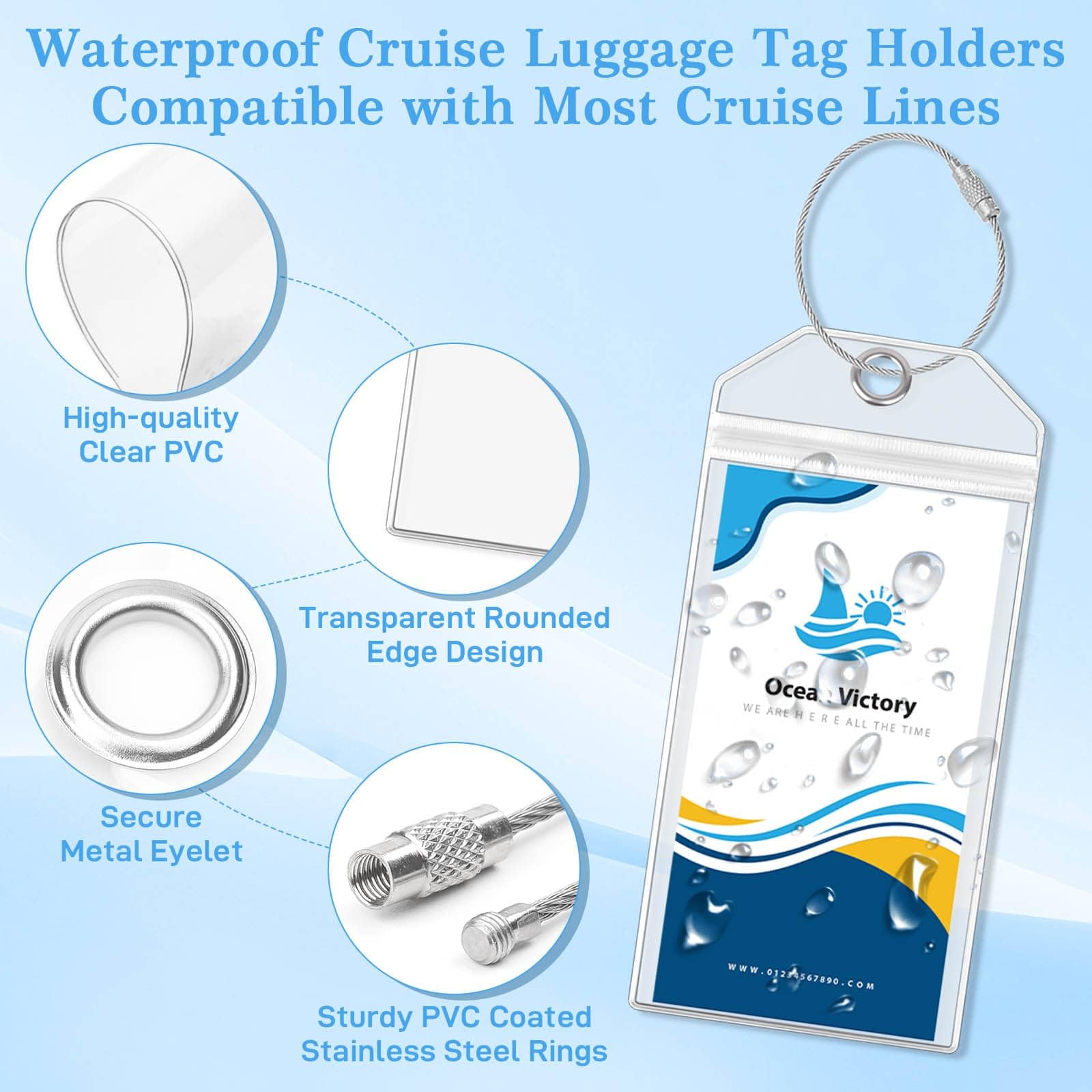 Waterproof Cruise Lanyard with Clear ID Badge Holder - Nautical Themed Ship Card Holder for SeaPass & Cruise Essentials (Perfect for Cruise Vacations, Beach Trips & Onboard Activities)