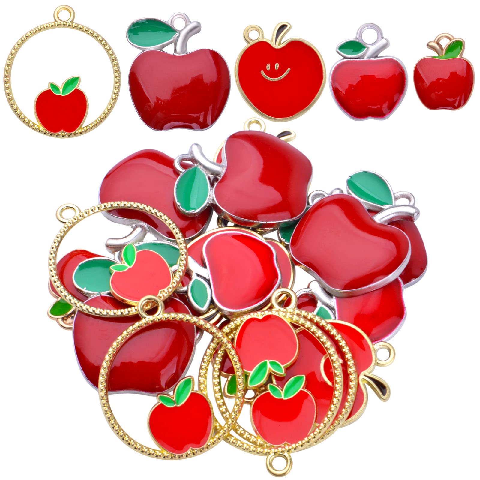 Apple Charms Enamel Fruit Pendants - DIY Jewelry Making Supplies for Earrings, Necklaces & Bracelets | Perfect for Handmade Gifts, Party Favors & Craft Projects