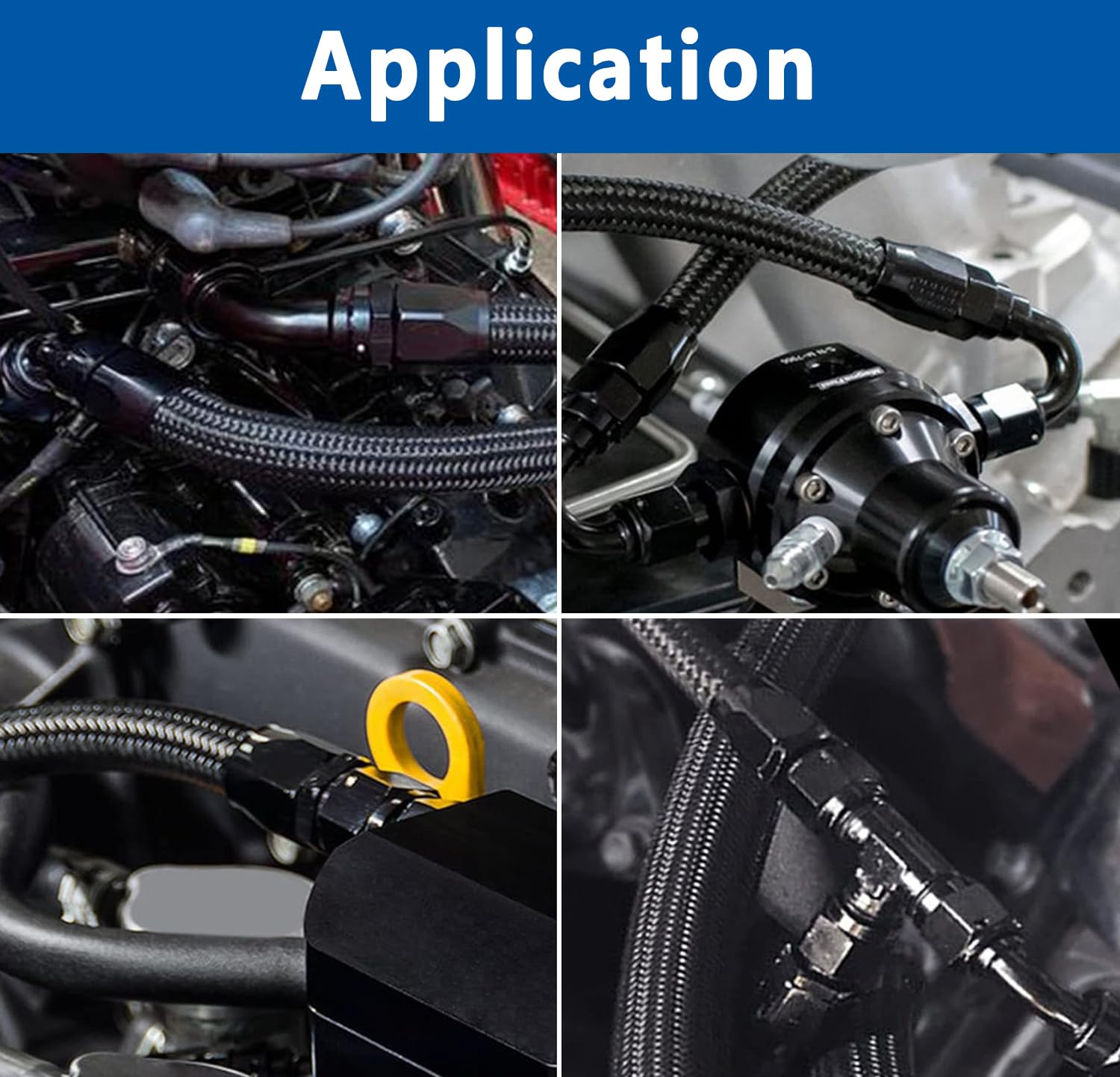 LokoCar 8AN Straight Swivel Fitting for CPE Braided Hose - 2Pcs Black - Fuel & Oil Systems