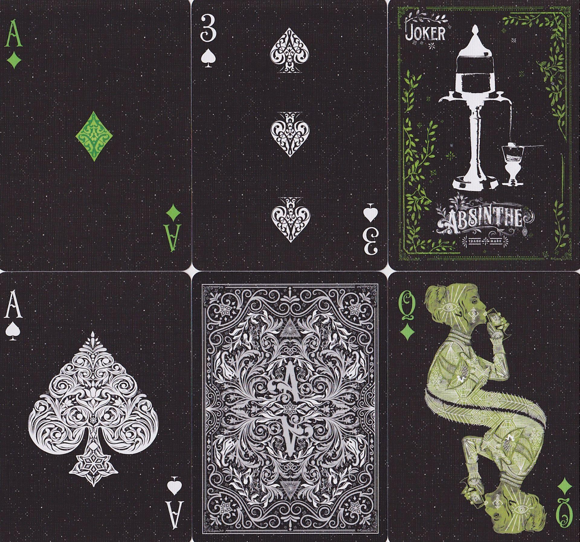 Premium Absinthe V2 Playing Cards - 52 Poker Deck with Unique Green Design for Magic Tricks, Cardistry & Casino Night - Perfect for Professional Magicians, Card Gamers & Collectors
