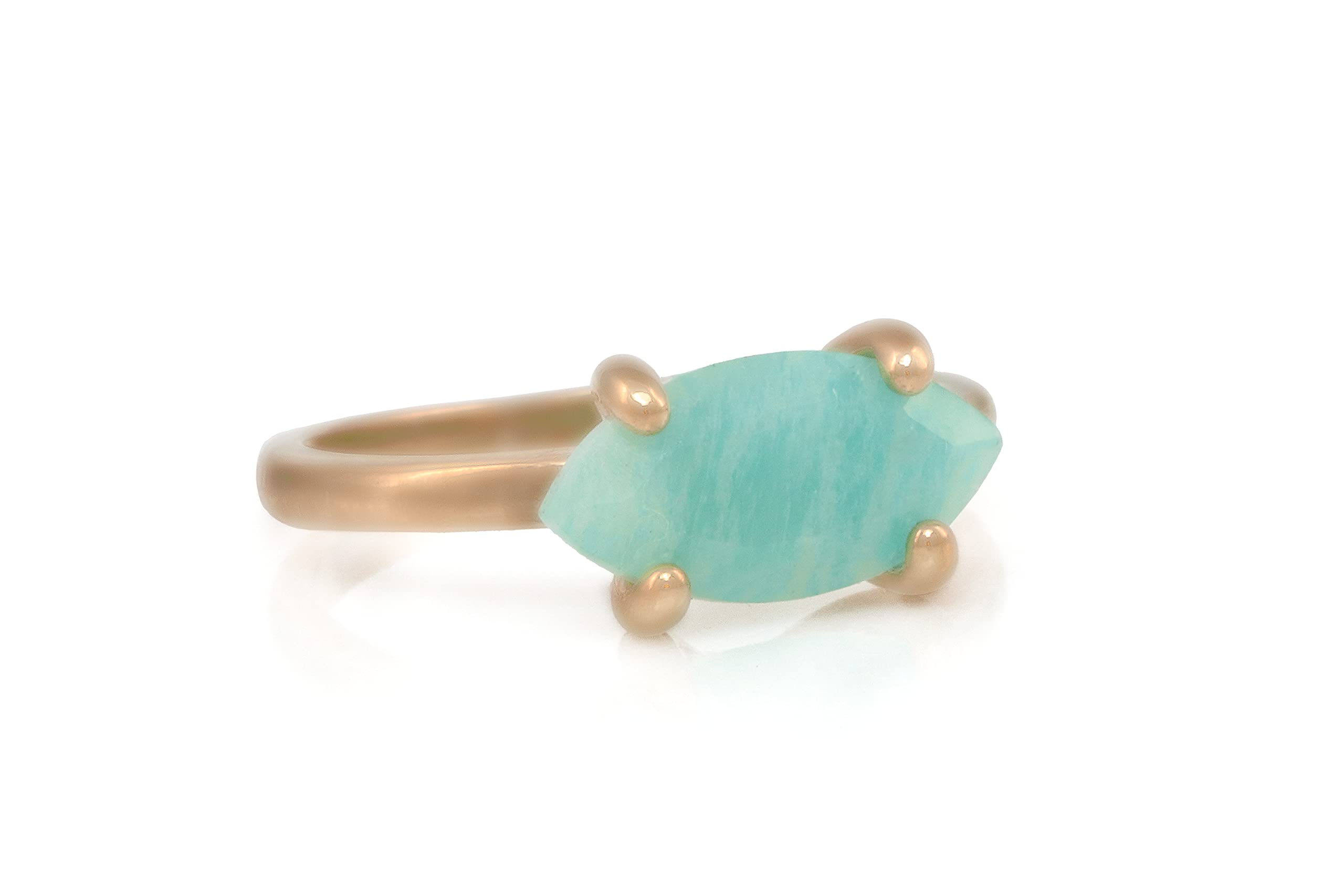 Amazonite Solitaire Ring for Women - Handmade Gold Engagement, Wedding & Promise Ring - Customizable Jewelry with Gift Box - Perfect for Anniversaries, Proposals & Special Occasions