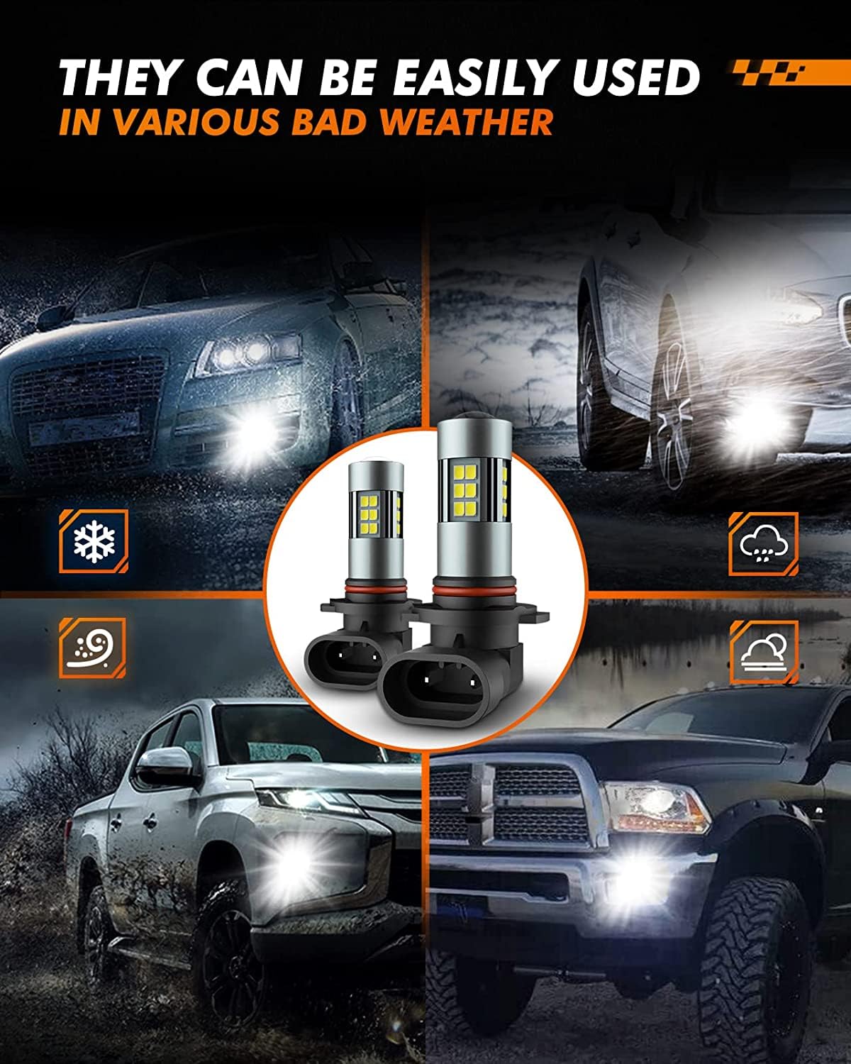 SEALIGHT G2 H13 H10 LED Light Bulbs Combo - 42000LM 6500K Ultra Bright 1:1 Design - 9008 H13 Headlight & 9145 H10 Fog Light Bulbs - Easy Plug & Play Installation - Perfect for Cars, Trucks, SUVs - Pack of 4 - Ideal for Night Driving and Foggy Conditions