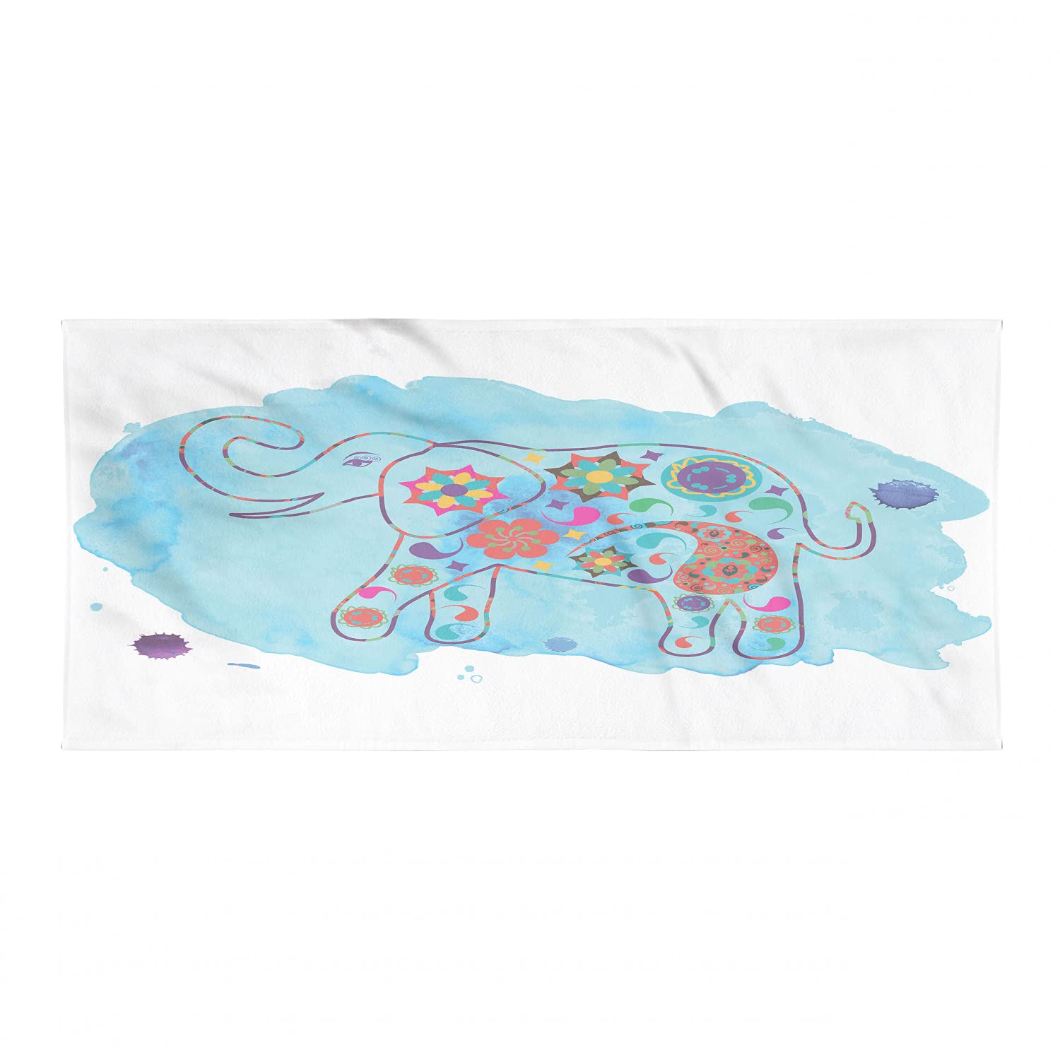 Ambesonne Animal Gym Towel - Ultra Soft Lightweight Microfiber, Quick Dry & Absorbent for Yoga, Beach, Sports | Watercolor Paisley Aqua Background with Nature Design | Compact Travel Towel for Gym, Pool, Camping & Outdoor Activities