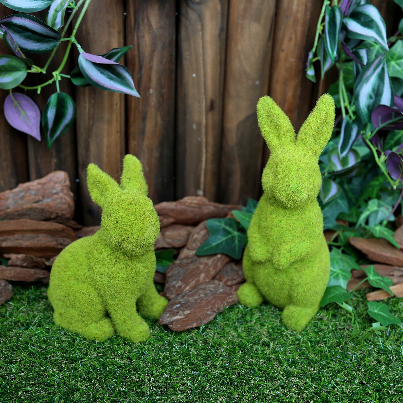 Yowein Green Faux Moss Easter Bunny Statue - Standing Rabbit Figurine for Easter Decor, Holiday Egg Display, Garden Ornament & Tabletop Décor - Perfect for Spring Home Decor, Easter Party Centerpiece & Outdoor Garden Display