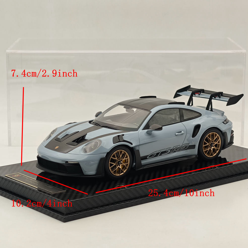 1/18 Scale Porsche 992 GT3 RS Gray Resin Diecast Model Car - High Quality Collectible for Display, Racing Enthusiasts & Home Office Decor