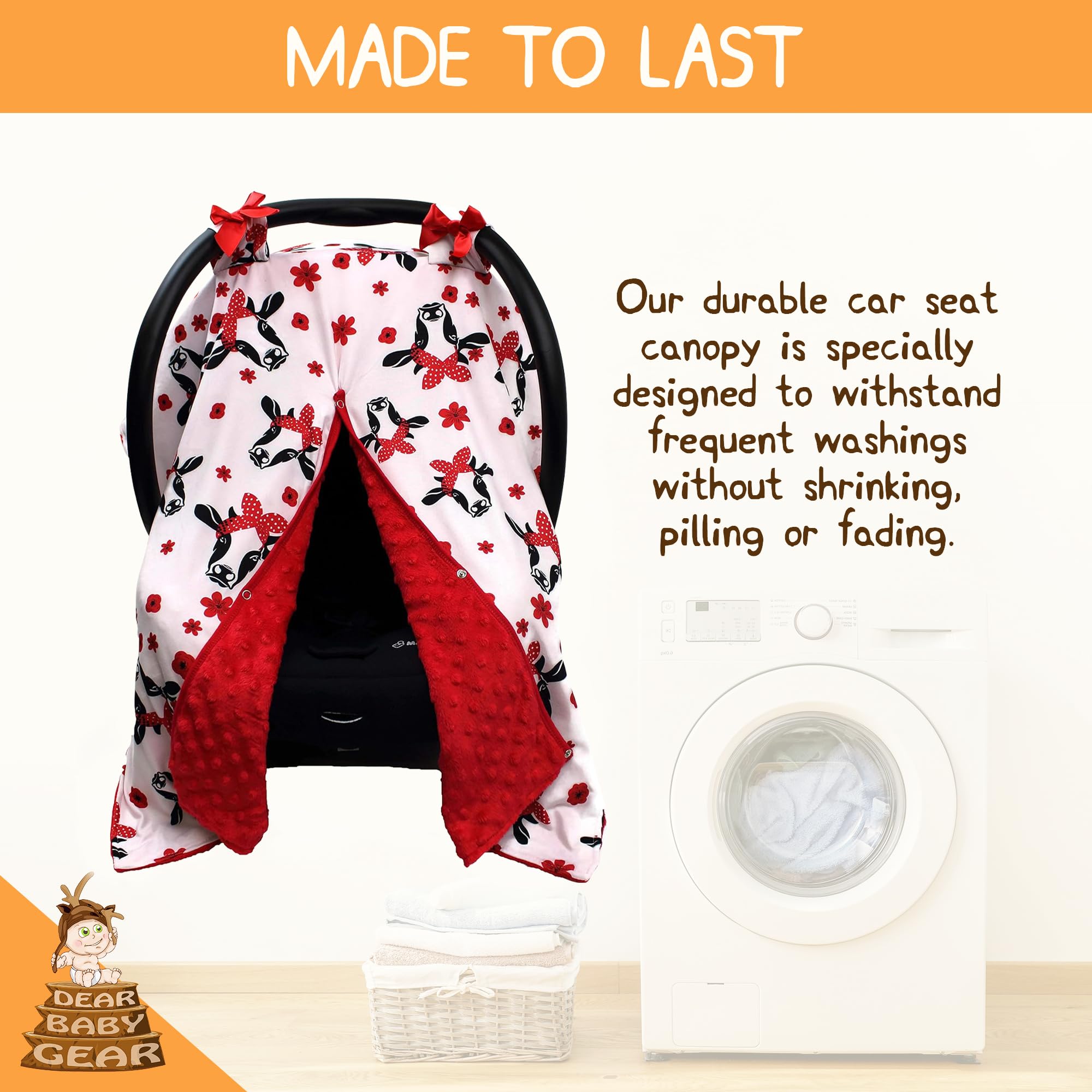 Dear Baby Gear Car Seat Canopy Cover with Snap Opening for Girls & Boys - Infant Car Seat Cover 39