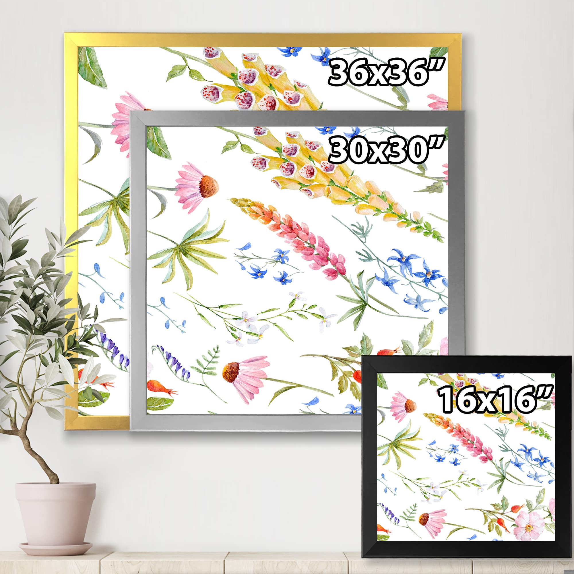 Vibrant Summer Wildflowers Traditional Framed Wall Art - Perfect for Living Room, Bedroom & Office Decor