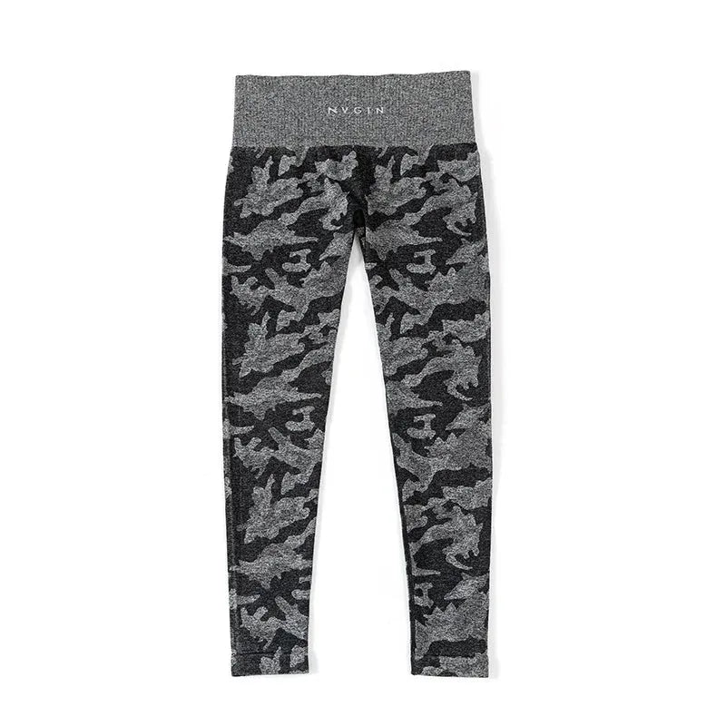 NVGTN Camo Seamless Workout Leggings for Women - Butt Lifting Yoga Pants with Stretch Fabric, High Waist Gym Tights & Fitness Outfits in Fuchsia Nylon - Perfect for Yoga, Running & Gym Training