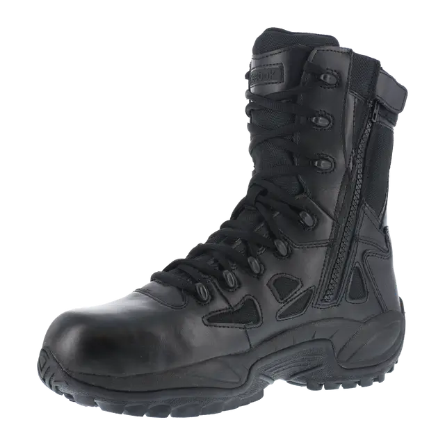 Rapid Response RB 8-Inch Composite Toe Tactical Work Boots for Men - Black Safety Shoes for Construction, Hiking & Outdoor Work - ASTM F2413 Certified
