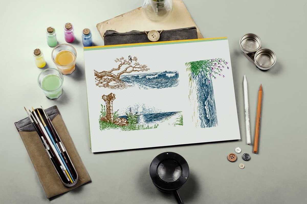 3Pcs Sea Mountain Scenery Clear Stamps for Card Making, DIY Scrapbooking - Lake River Landscape Background Transparent Rubber Stamps for Photo Album, Journaling & Crafting Supplies | Perfect for Greeting Cards, Invitations & Memory Books