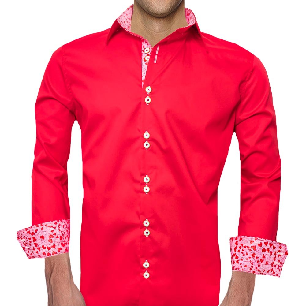 Valentine's Day Dress Shirts for Men - Red & Pink Romantic Formal Shirts - Made in USA - Perfect for Date Night, Anniversary & Wedding Occasions