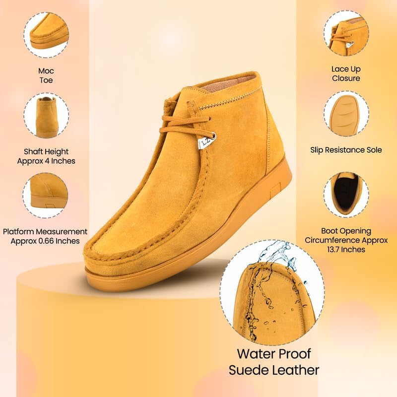 **Waterproof Suede Leather Chukka Boots for Men - Slip-Resistant Moccasin Toe Lace-Up Casual Shoes | Perfect for Easter Gifts, Outdoor Hiking & Everyday Wear**