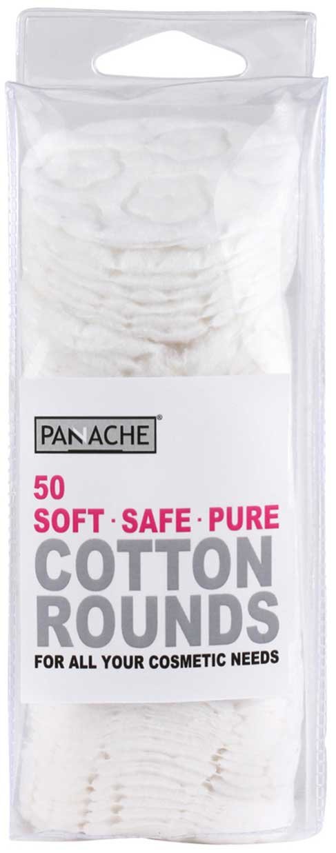 PANACHE Total Cotton Essentials - 50 Count Soft & Highly Absorbent Cotton Balls, Squares & Rounds for Makeup Removal, Skincare, Medical & First Aid Use | Cosmetic Cotton Pads for Face, Nails & Hygiene Care