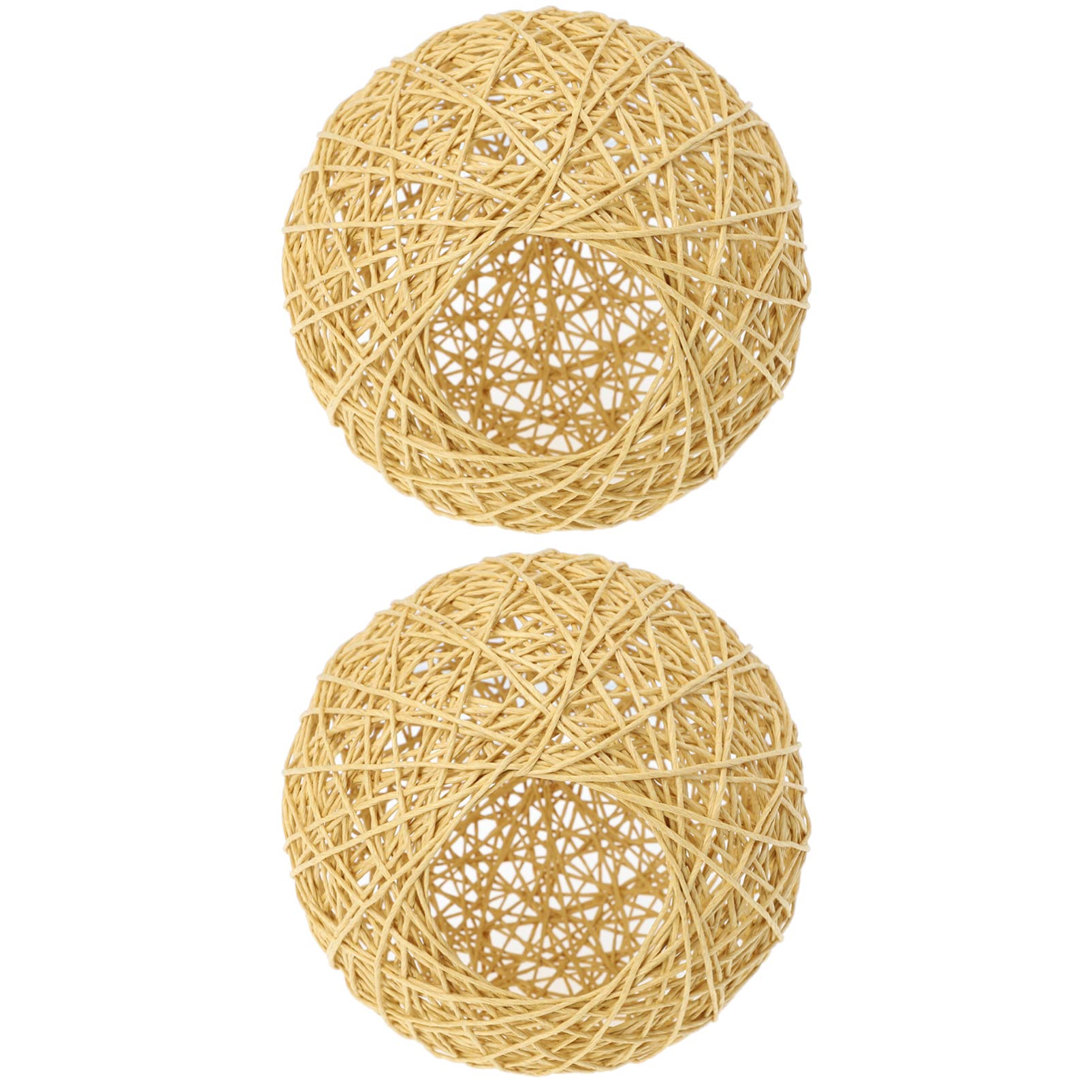 Yardwe 2-Pack Rattan Flush Mount Ceiling Light Shade - Natural Woven Lamp Cover for Pendant, Floor & Chandelier Lights - Farmhouse, Coastal & Vintage Dining Room Decor - Perfect for Bedroom, Living Room & Patio Lighting