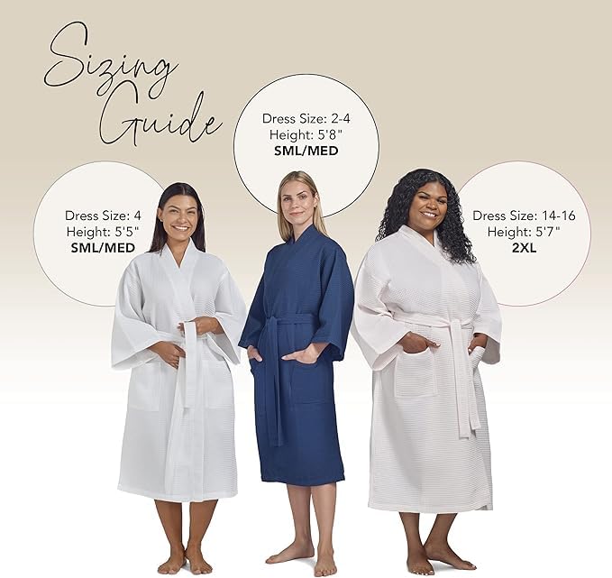 BOCA TERRY Women's Waffle Knit Robe - Soft Long Cotton Kimono Bathrobe for Spa, Hotel & Home Relaxation | Cozy Loungewear for Morning Coffee & Self-Care Evenings